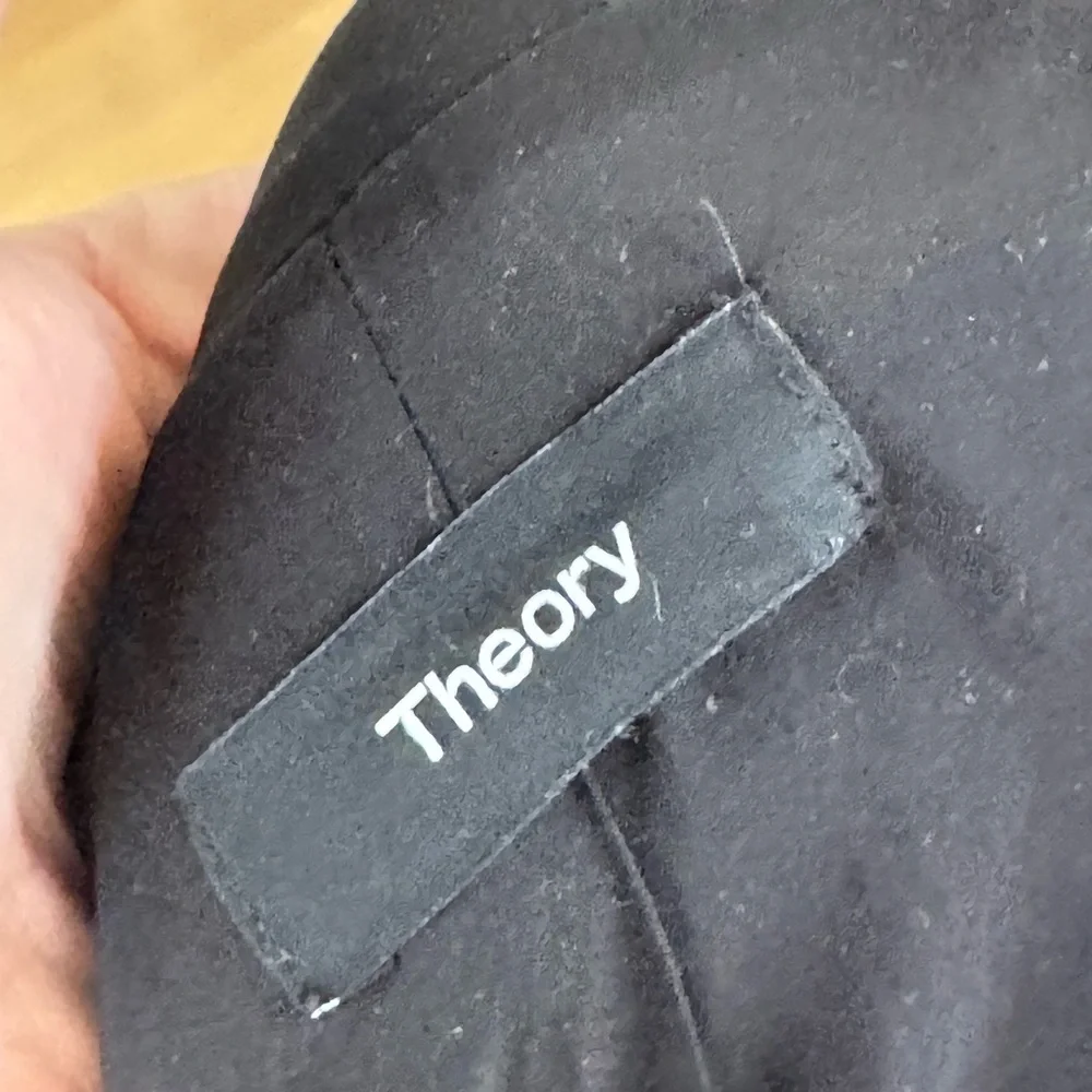 Theory Women Black Lined Long Tie Belted Jacket Dress Size Medium